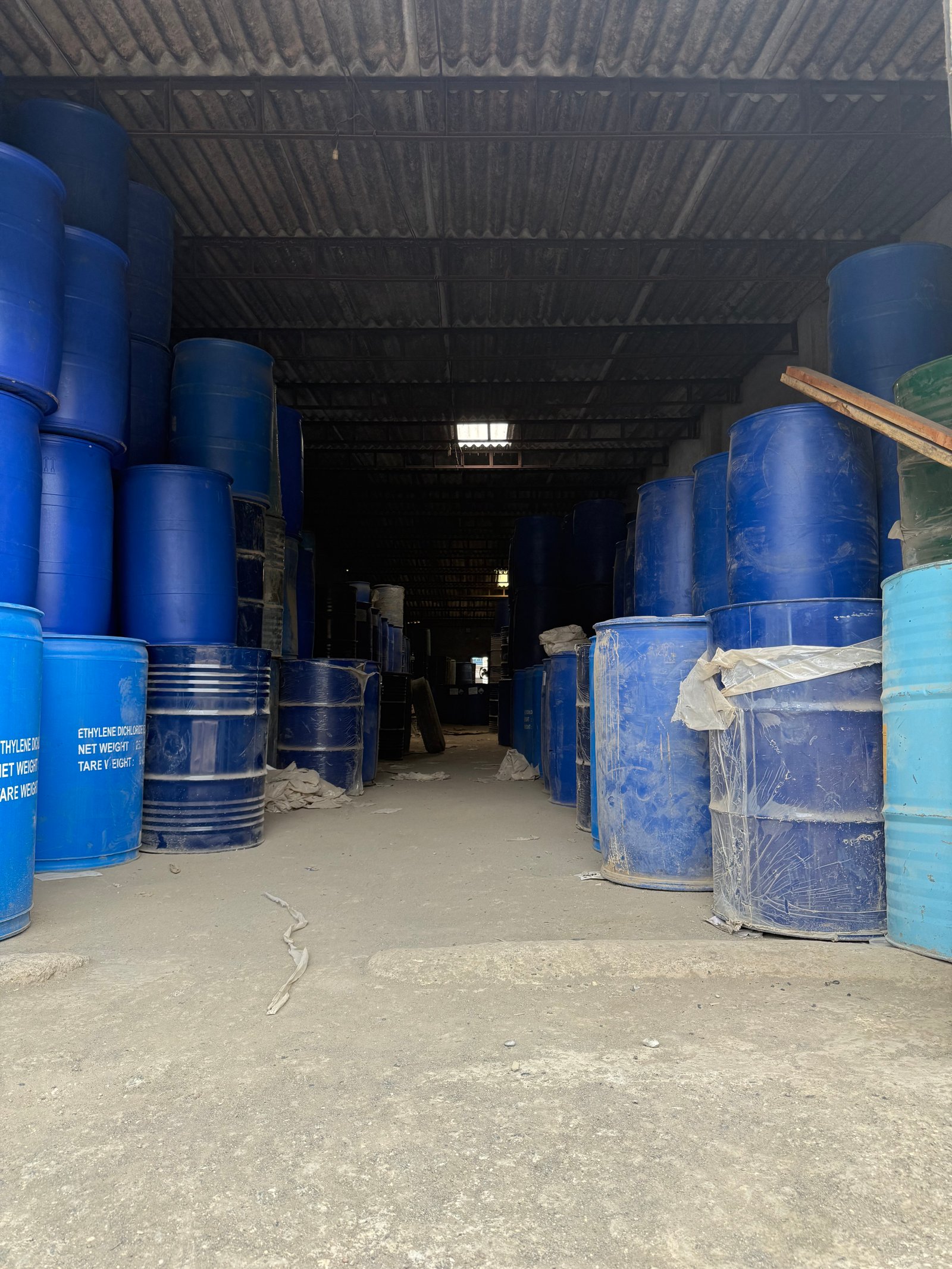 JPM Pharma chemical warehouse Mumbai — Ethylene Dichloride drums